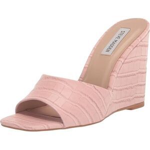 Steve Madden Wedge Slide Sandal 9.5 Trendy Croc Chic Preppy Pastel Pink Veles